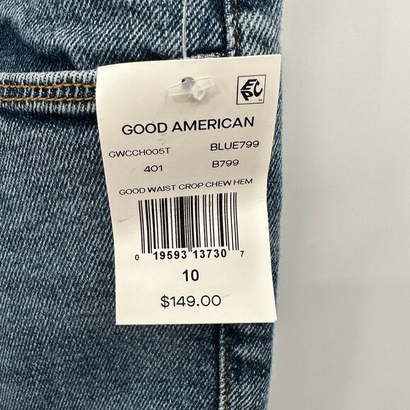 GOOD AMERICAN NWT Good Waist Crop Denim Jean in Blue799 // 10 - Picture 15 of 15